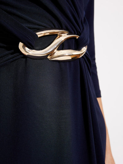 Joseph Ribkoff - Wrap Front Buckle Detail Dress in Midnight Blue 223121TT-Nicola Ross
