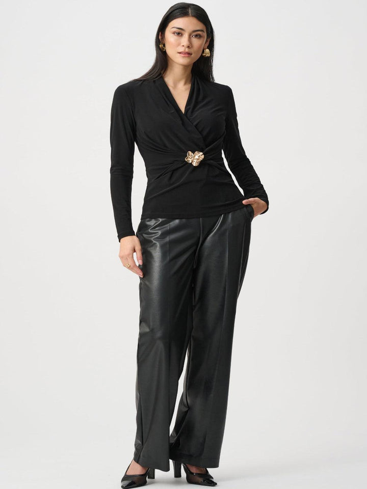 Joseph Ribkoff Wrap Top In Black 263004-Nicola Ross