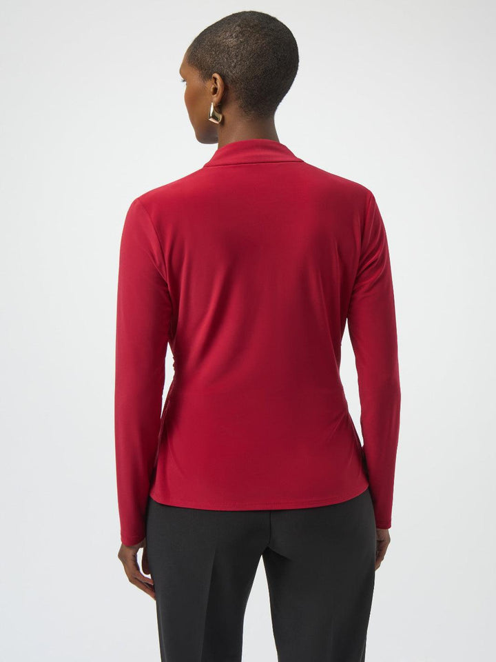 Joseph Ribkoff Wrap V-neck Top In Cherry 254117-Nicola Ross