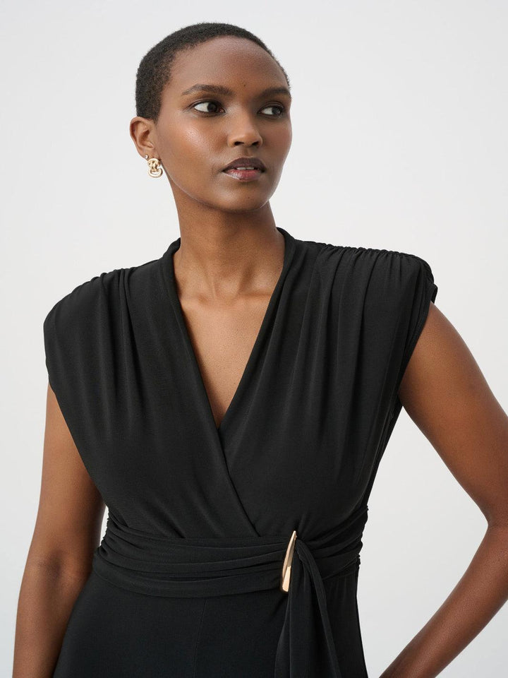 Joseph Ribkoff Wrap Wide Leg Jumpsuit In Black 264137-Nicola Ross