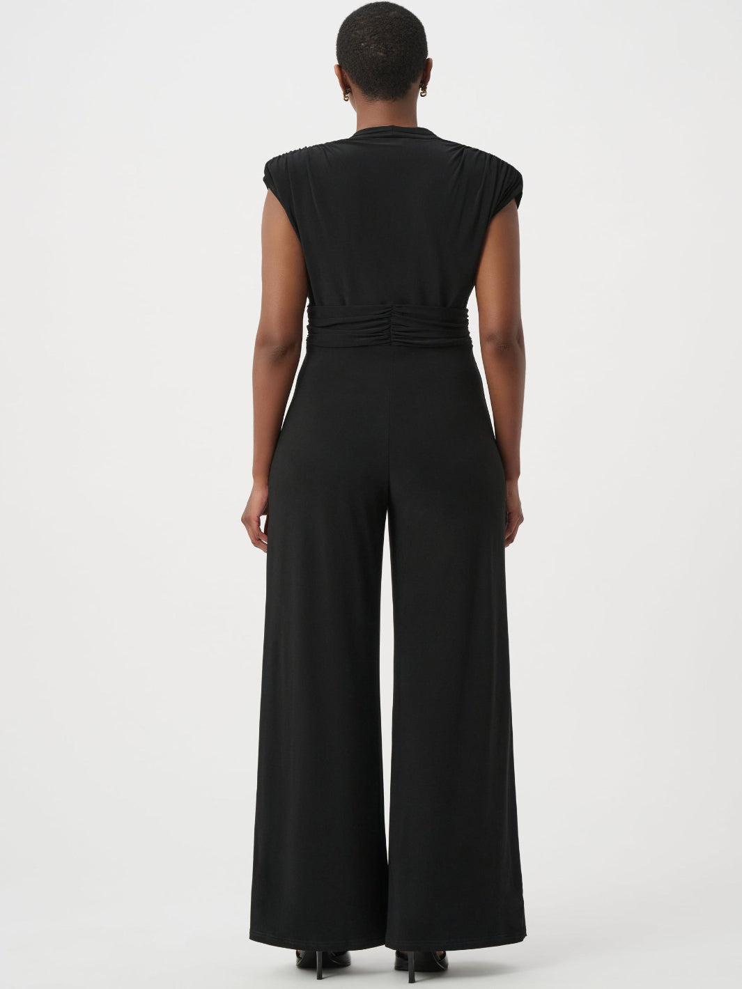 Joseph Ribkoff Wrap Wide Leg Jumpsuit In Black 264137-Nicola Ross