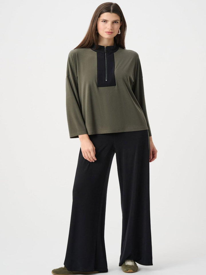 Joseph Ribkoff Zip Top In Avocado/Black 263606-Nicola Ross