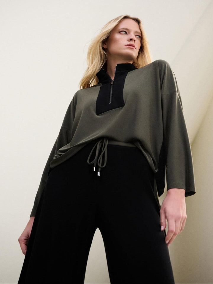 Joseph Ribkoff Zip Top In Avocado/Black 263606-Nicola Ross