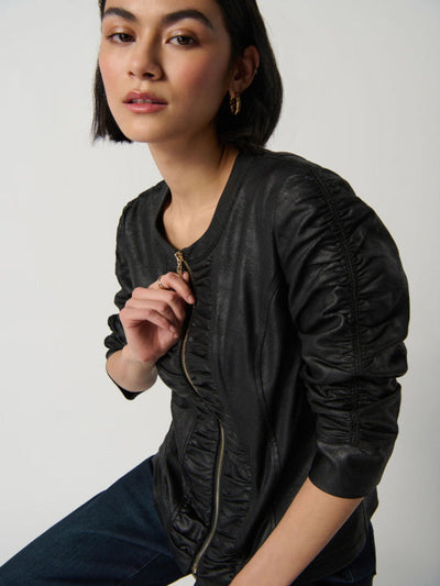 Joseph Ribkoff - Zip Up Moto Jacket in Black 234928-Nicola Ross