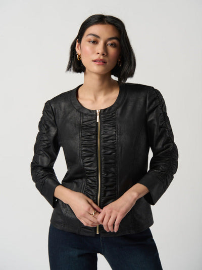 Joseph Ribkoff - Zip Up Moto Jacket in Black 234928-Nicola Ross
