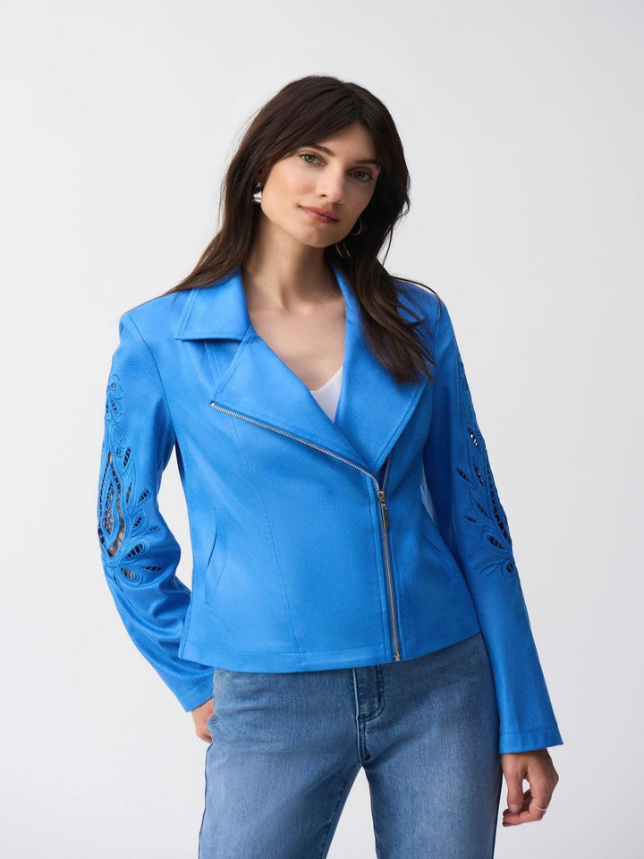 Joseph Ribkoff Zipper Closure Casual Jacket In Blue 251936-Nicola Ross