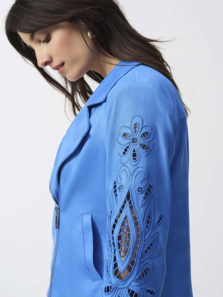 Joseph Ribkoff Zipper Closure Casual Jacket In Blue 251936-Nicola Ross