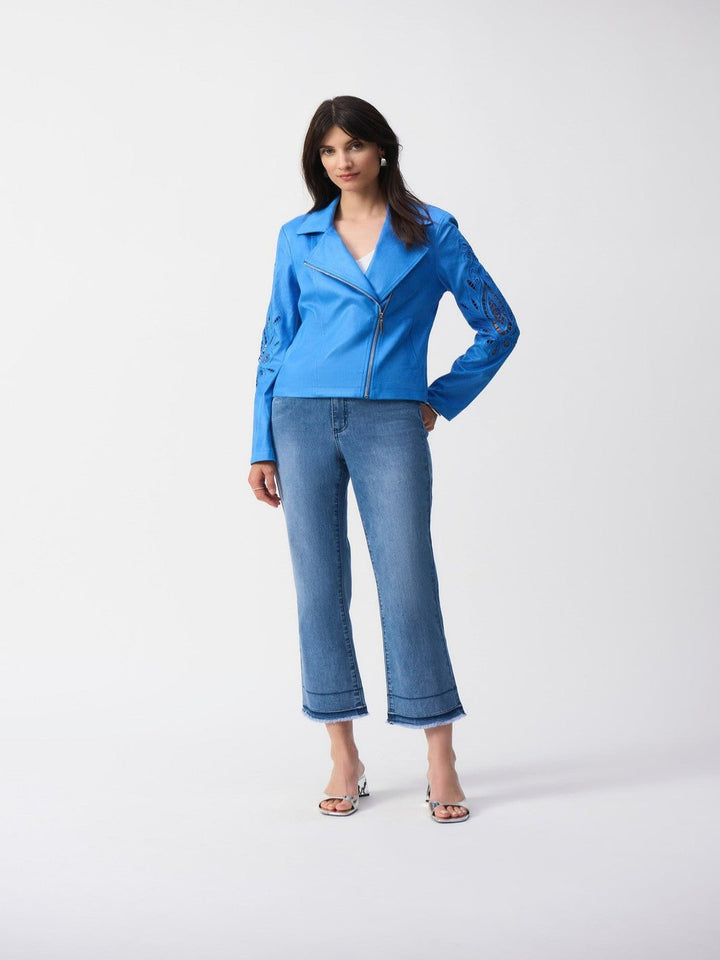 Joseph Ribkoff Zipper Closure Casual Jacket In Blue 251936-Nicola Ross