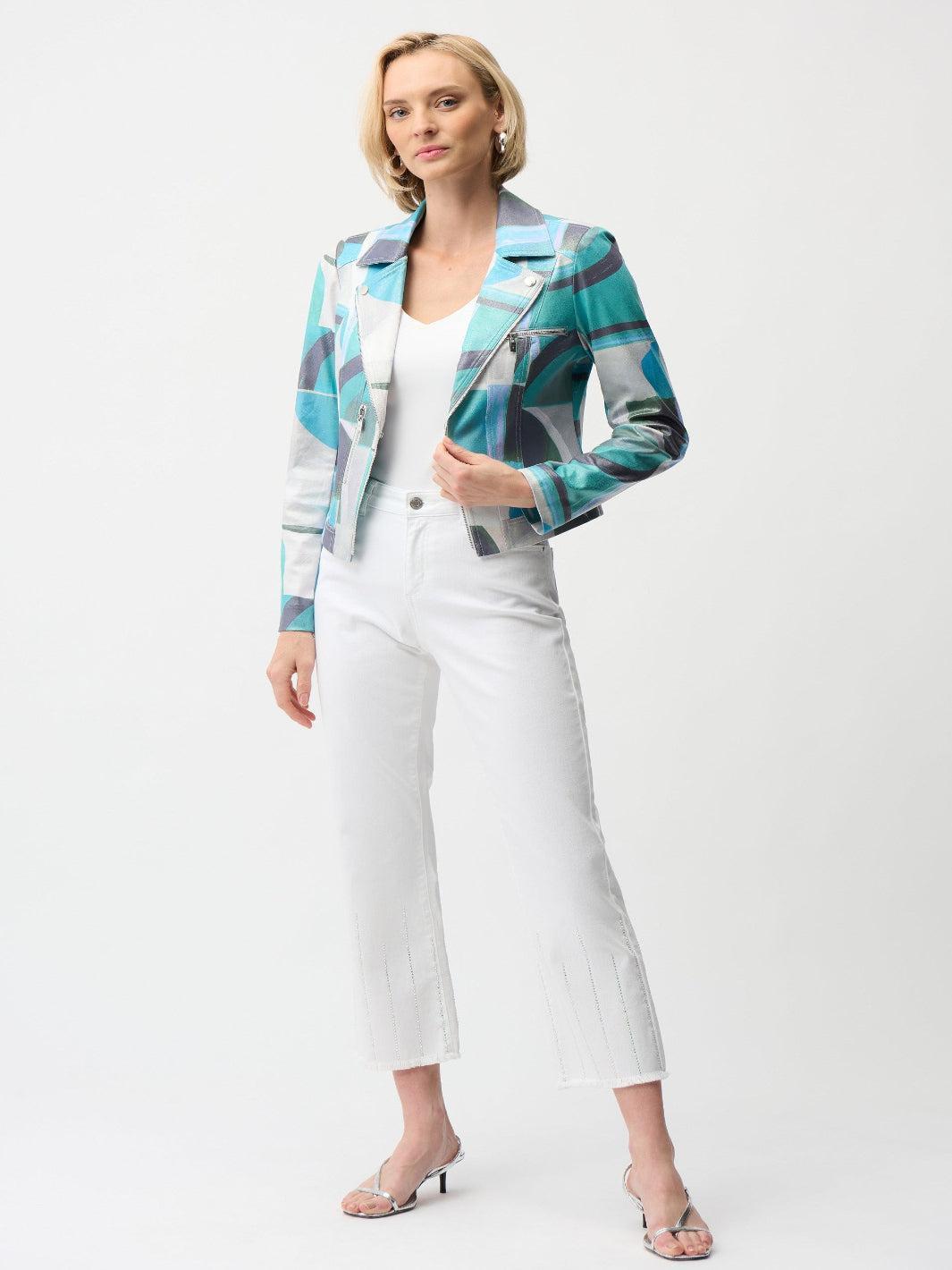 Joseph Ribkoff Zipper Jacket In Green/Multi 261911 – Nicola Ross