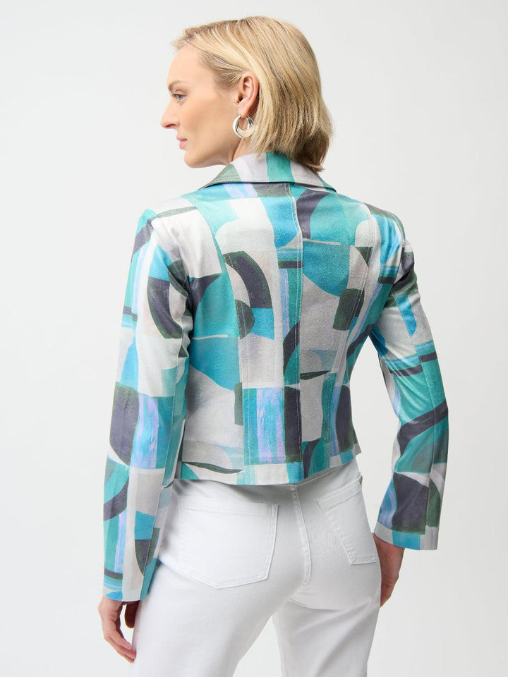 Joseph Ribkoff Zipper Jacket In Green/Multi 261911-Nicola Ross