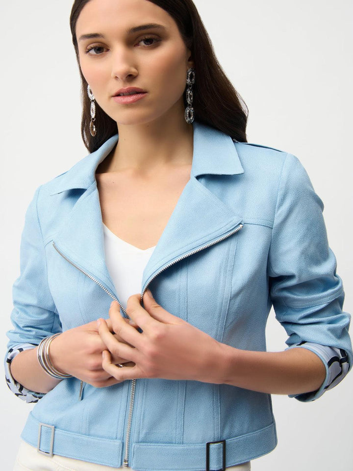 Joseph Ribkoff Zipper Jacket In Sky Blue 261910-Nicola Ross