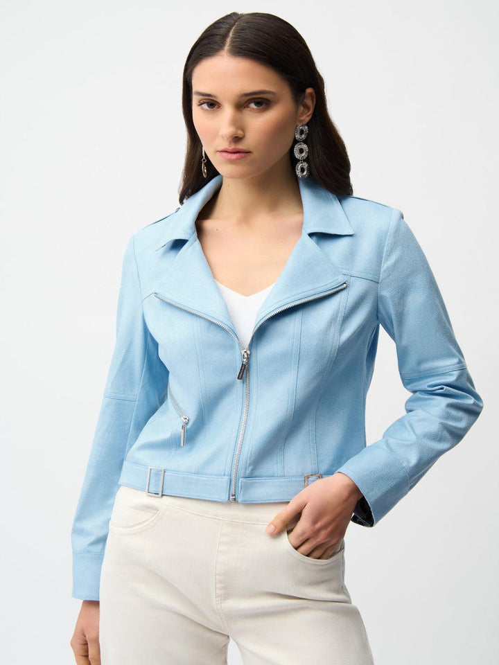 Joseph Ribkoff Zipper Jacket In Sky Blue 261910-Nicola Ross