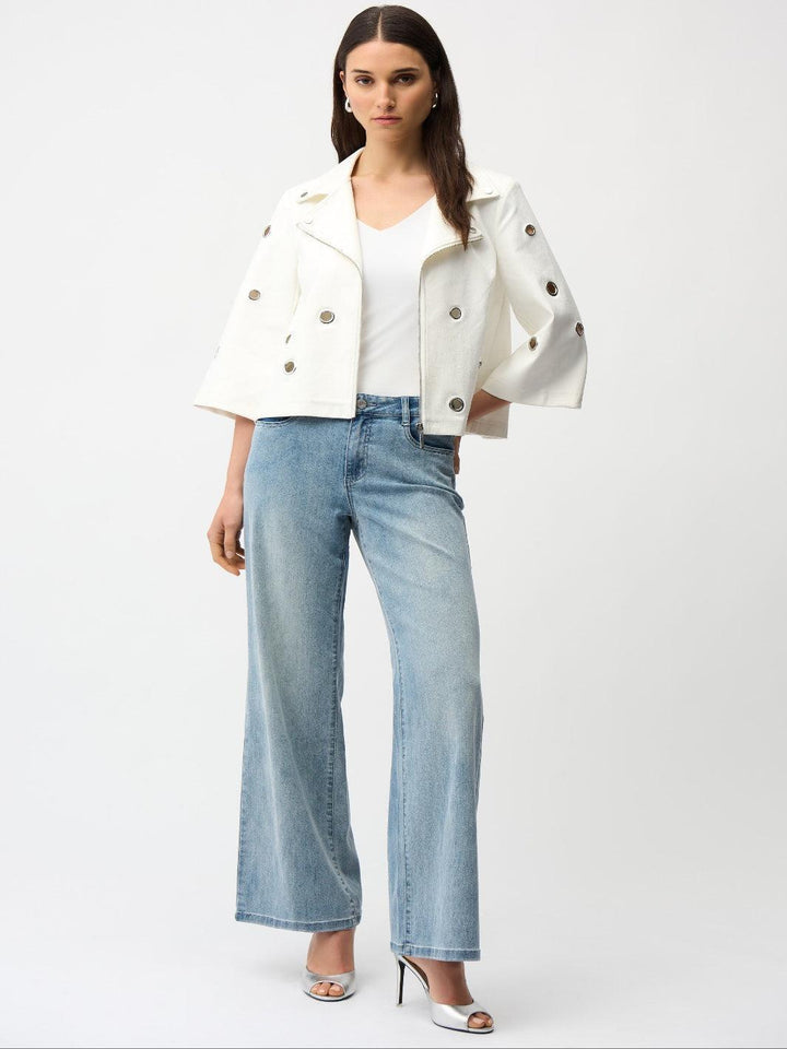 Joseph Ribkoff Zipper Jacket In Vanilla 261905-Nicola Ross