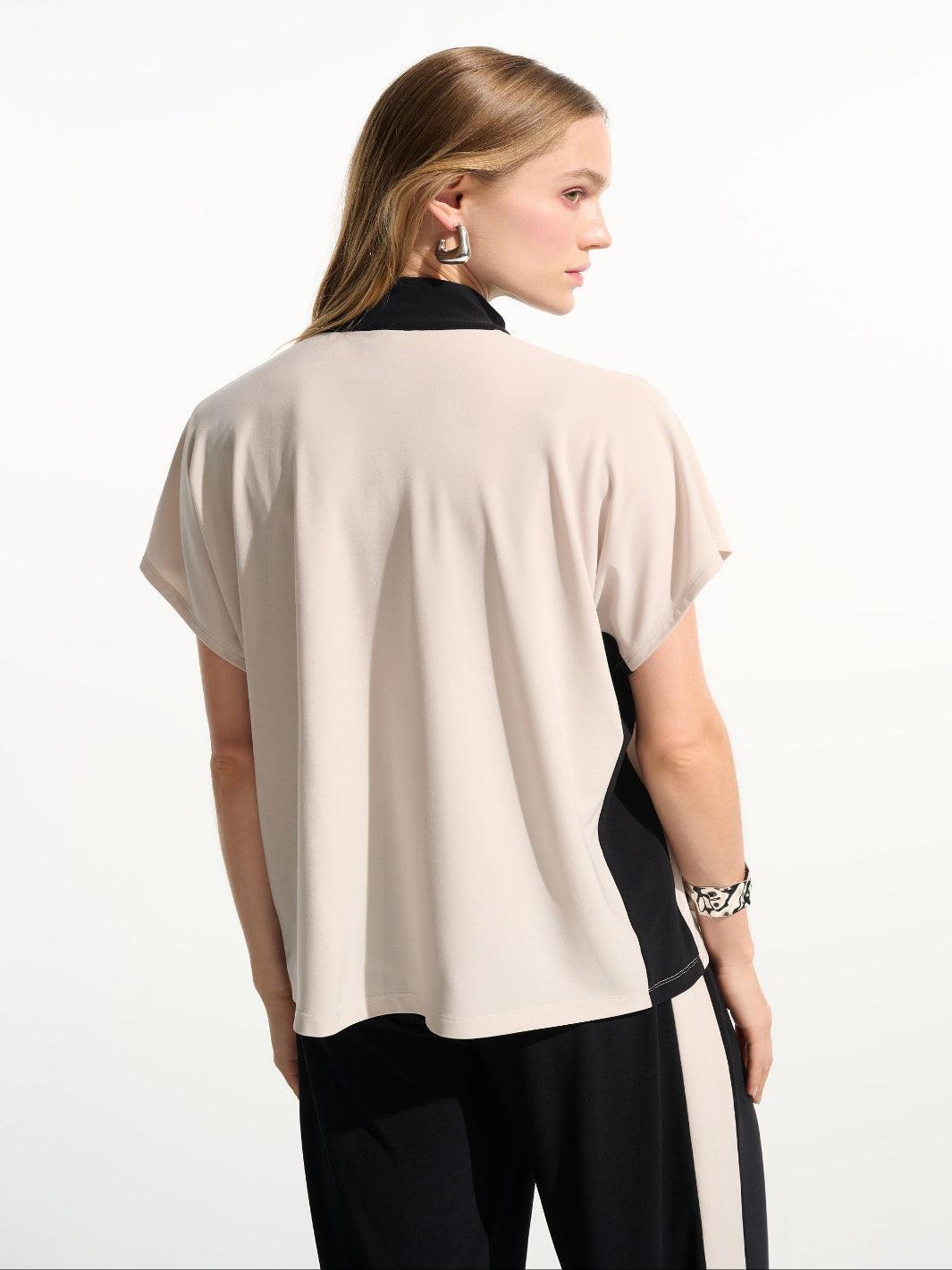 Joseph Ribkoff Zipper Top In Moonstone/Black 261611-Nicola Ross
