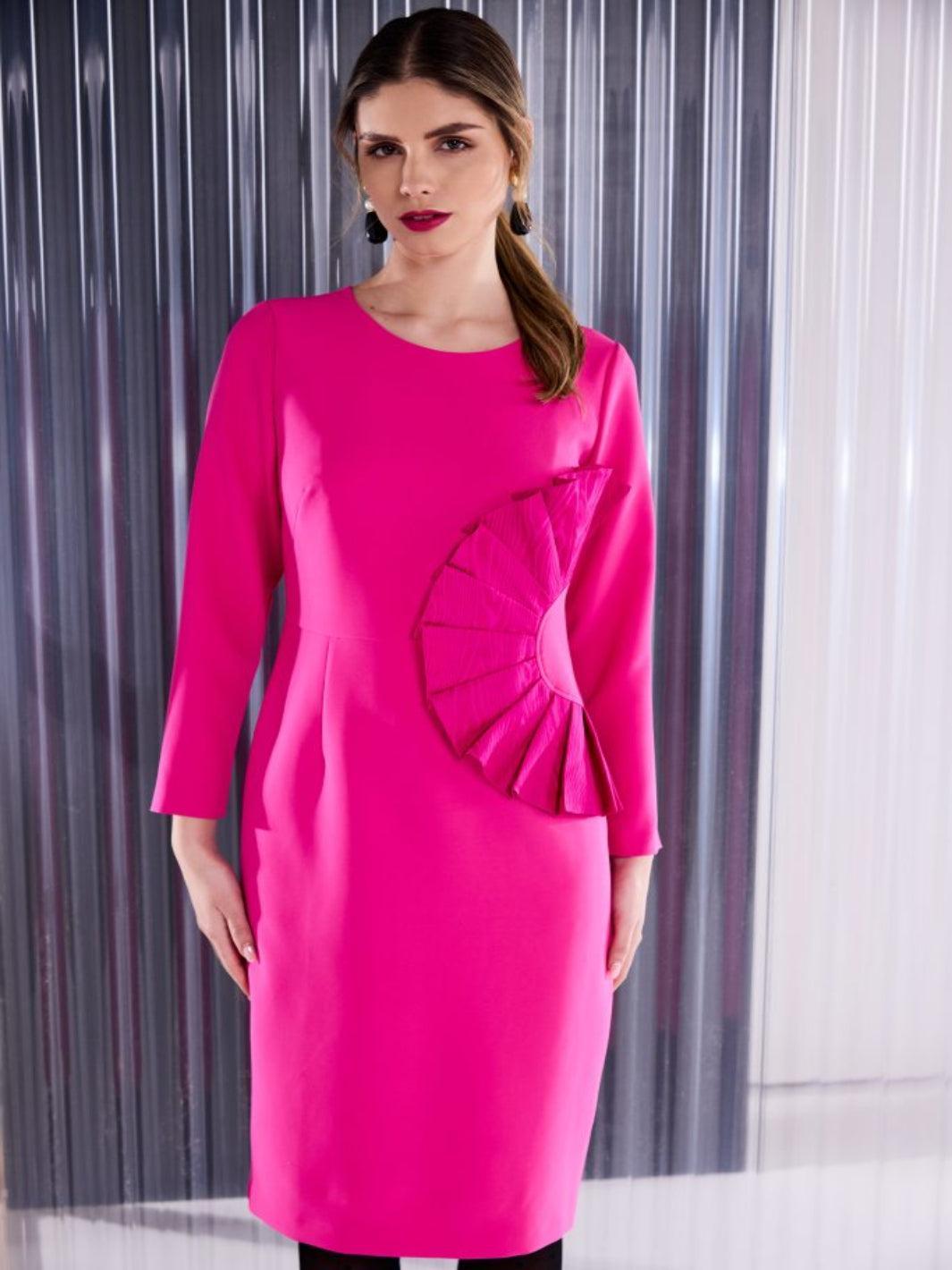 Kate Cooper Round Neck Midi Dress In Raspberry-Nicola Ross
