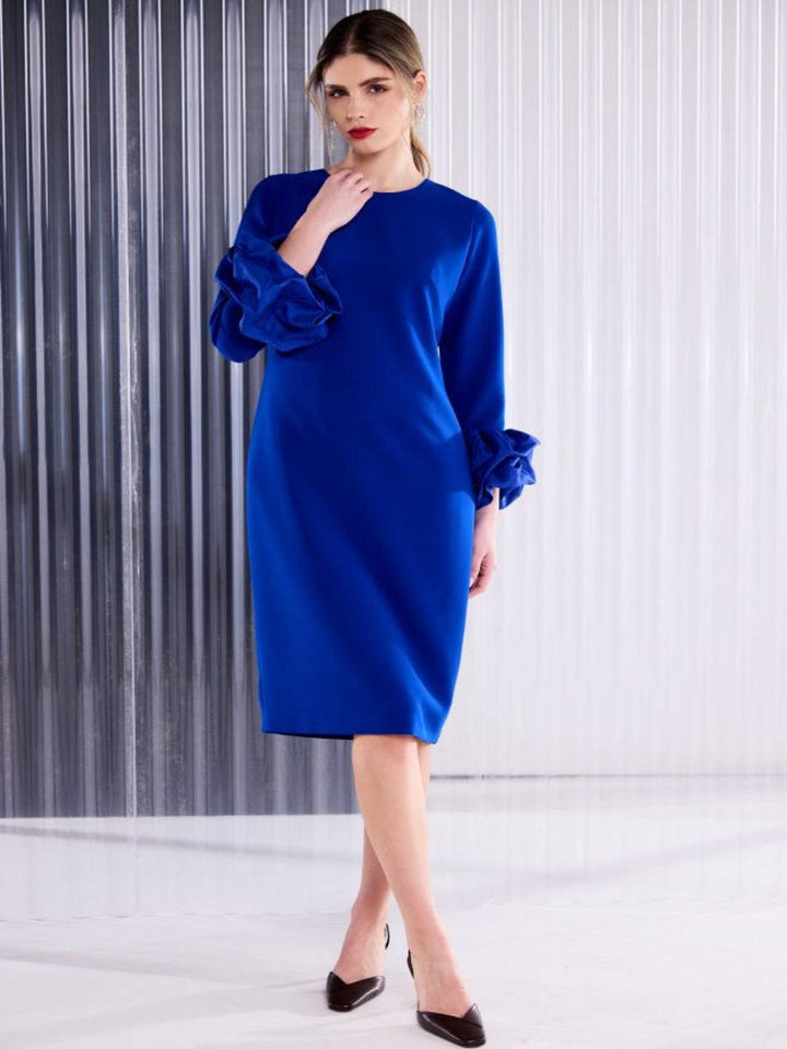 Kate Cooper Round Neck Midi Dress In Royal Blue-Nicola Ross