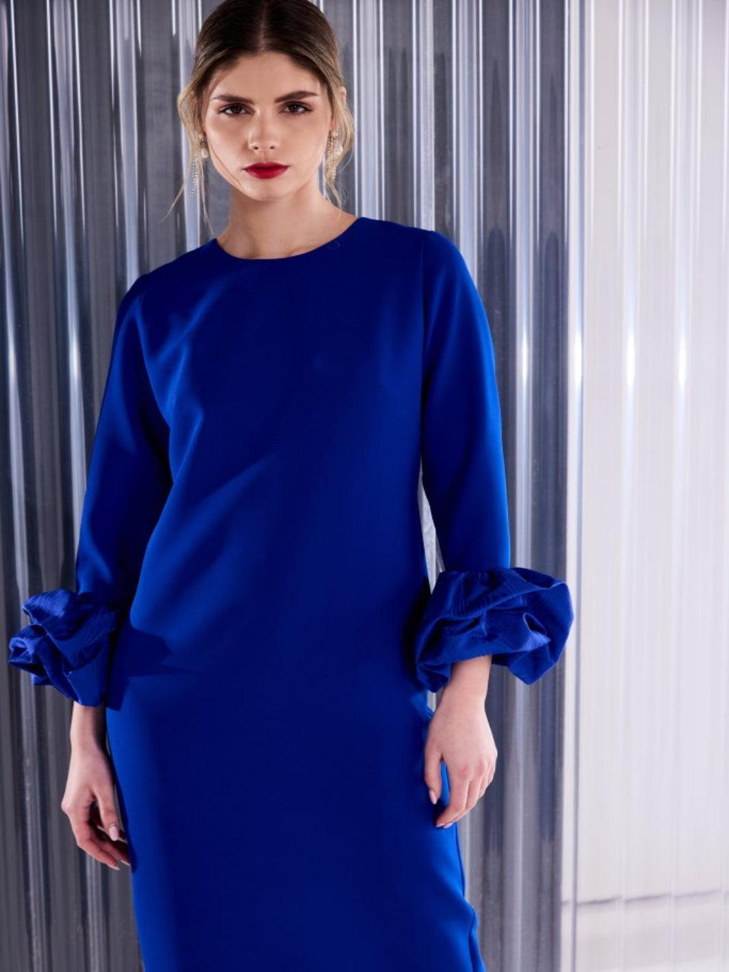 Kate Cooper Round Neck Midi Dress In Royal Blue-Nicola Ross