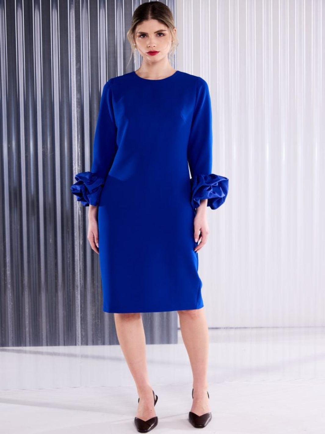 Kate Cooper Round Neck Midi Dress In Royal Blue-Nicola Ross