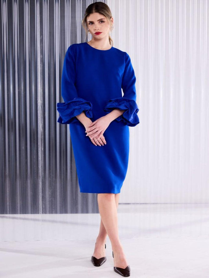 Kate Cooper Round Neck Midi Dress In Royal Blue-Nicola Ross