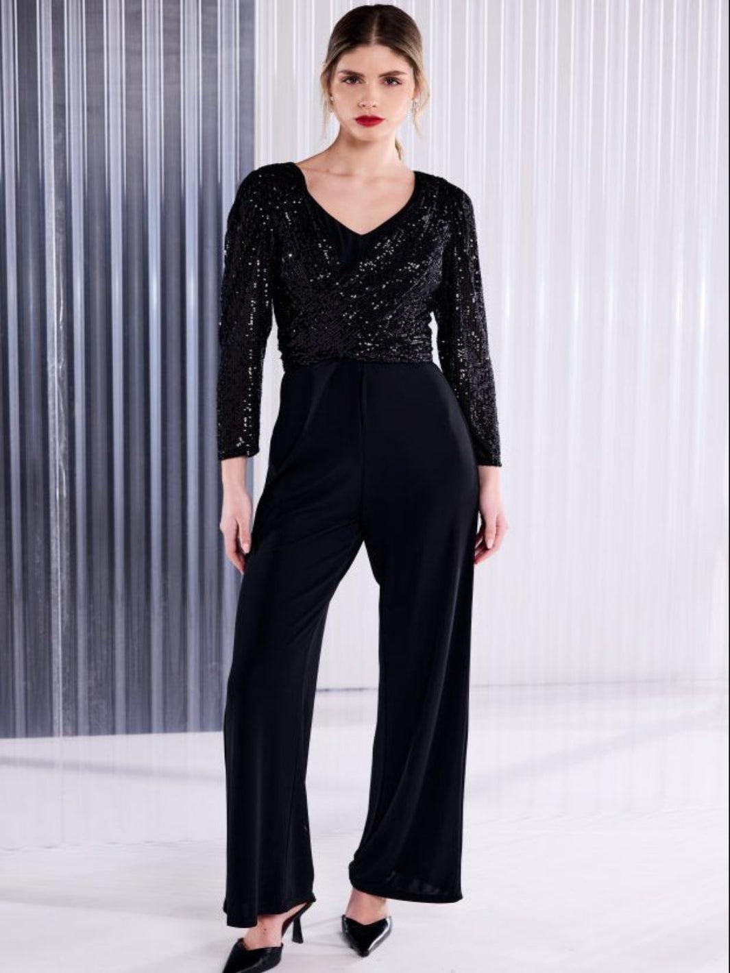 Kate Cooper Sequin Jumpsuit In Black-Nicola Ross