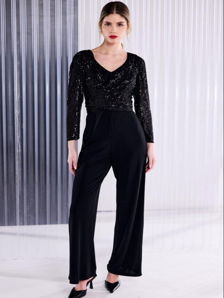 Kate Cooper Sequin Jumpsuit In Black-Nicola Ross