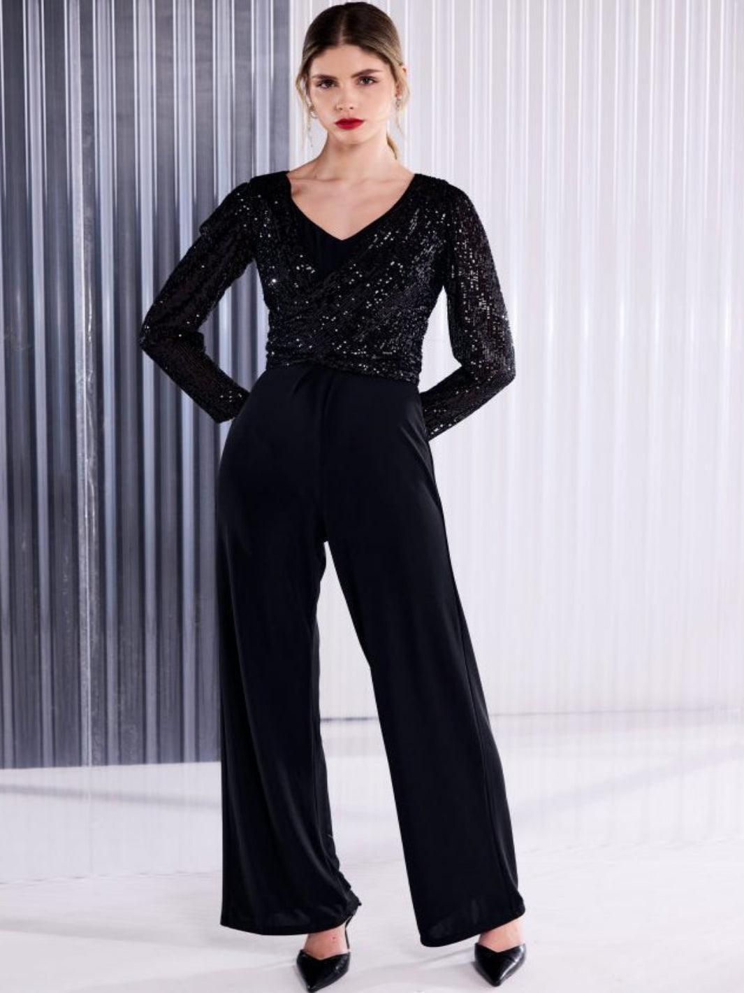 Kate Cooper Sequin Jumpsuit In Black-Nicola Ross