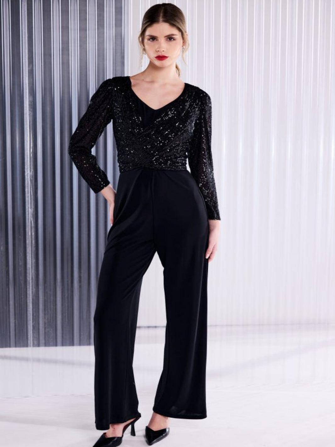 Kate Cooper Sequin Jumpsuit In Black-Nicola Ross