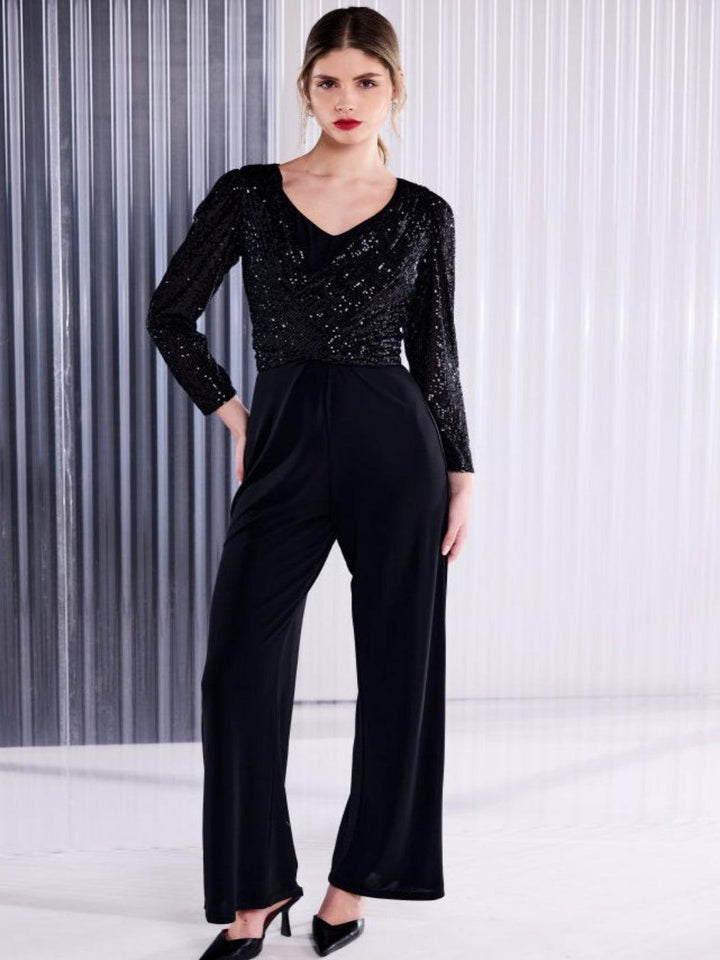 Kate Cooper Sequin Jumpsuit In Black-Nicola Ross