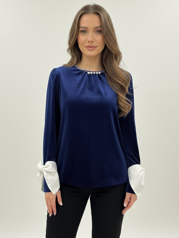 Kate & Pippa Ada Velvet Top In Navy-Nicola Ross