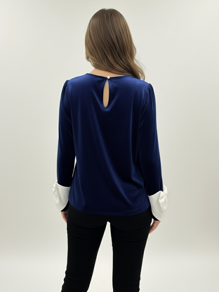 Kate & Pippa Ada Velvet Top In Navy-Nicola Ross
