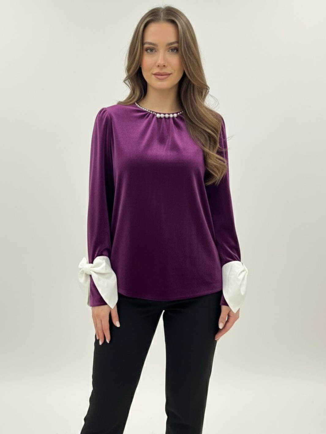 Kate & Pippa Ada Velvet Top In Purple-Nicola Ross