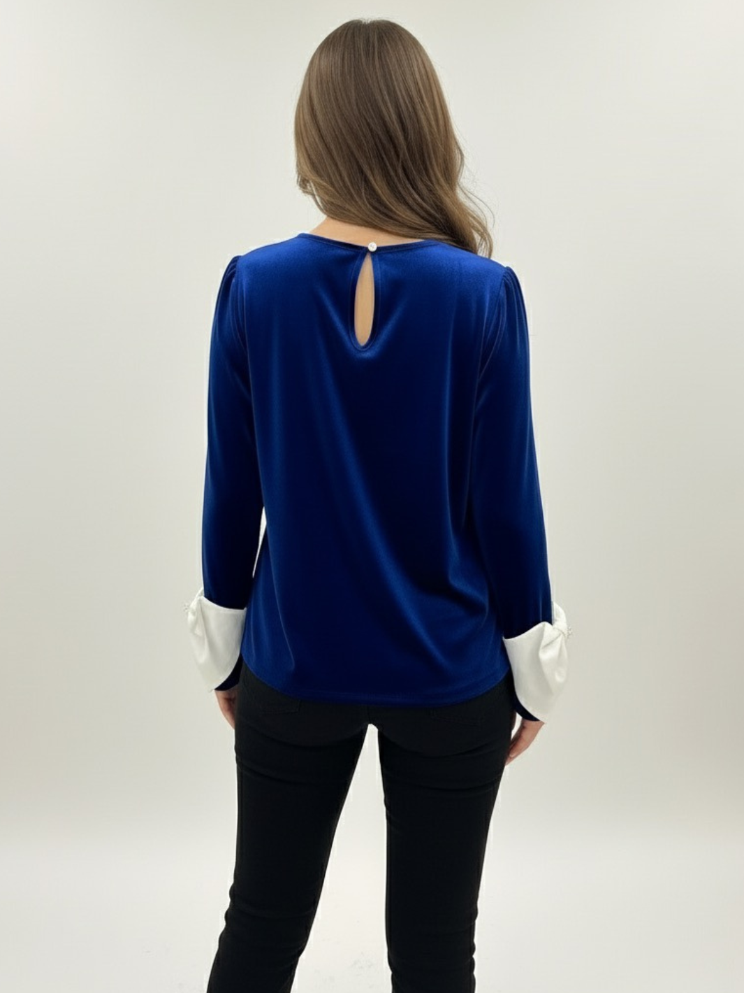 Kate & Pippa Ada Velvet Top In Royal Blue-Nicola Ross