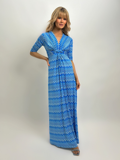 Kate & Pippa Alana Maxi Dress In Blue Print