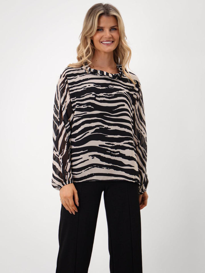 Kate & Pippa Aluna Top In Beige Print-Nicola Ross
