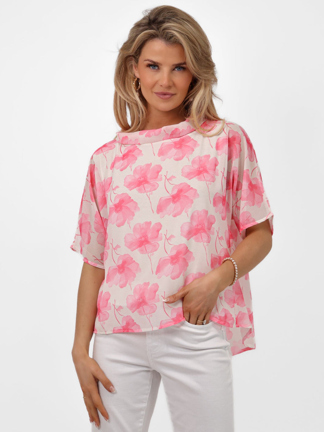 Kate & Pippa Aluna Top In Light Pink Print-Nicola Ross
