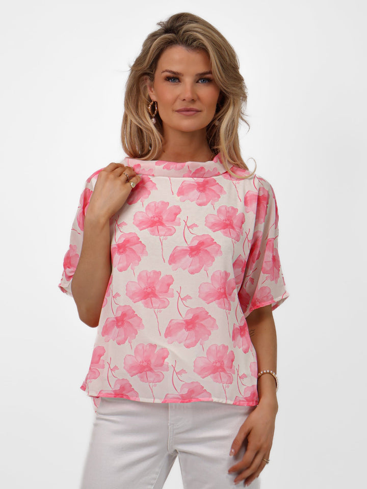 Kate & Pippa Aluna Top In Light Pink Print-Nicola Ross