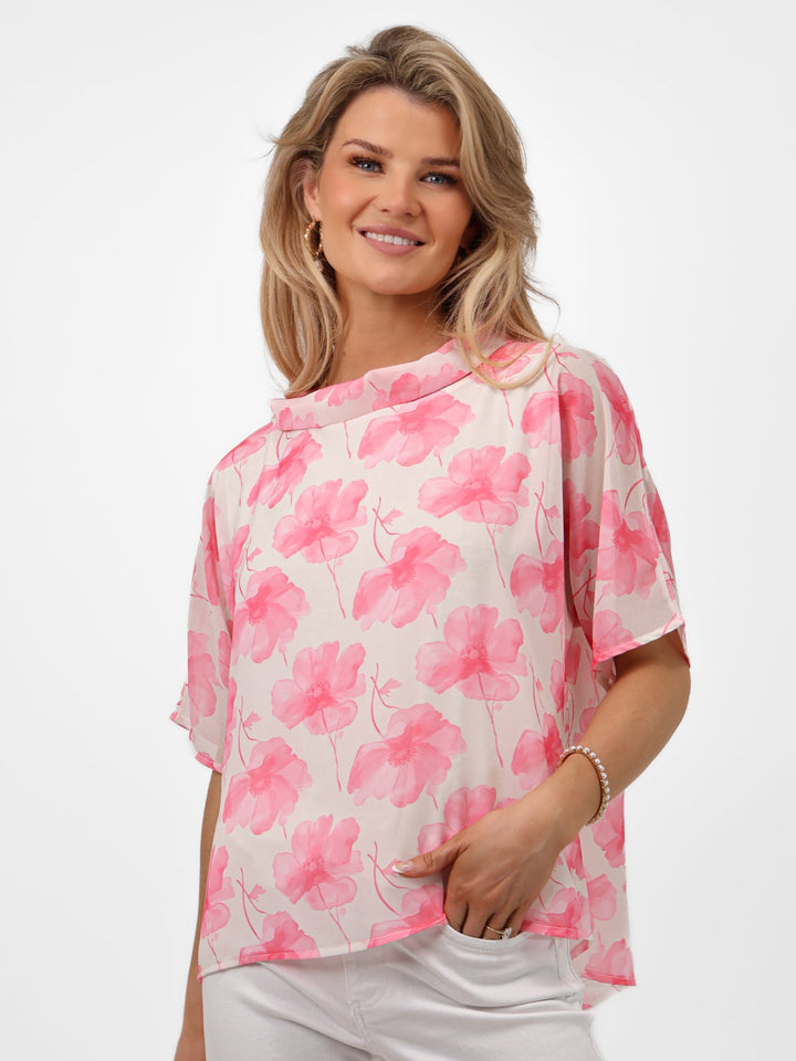 Kate & Pippa Aluna Top In Light Pink Print-Nicola Ross