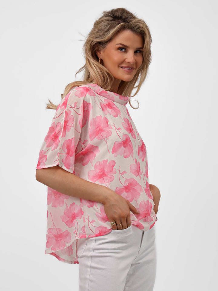 Kate & Pippa Aluna Top In Light Pink Print-Nicola Ross