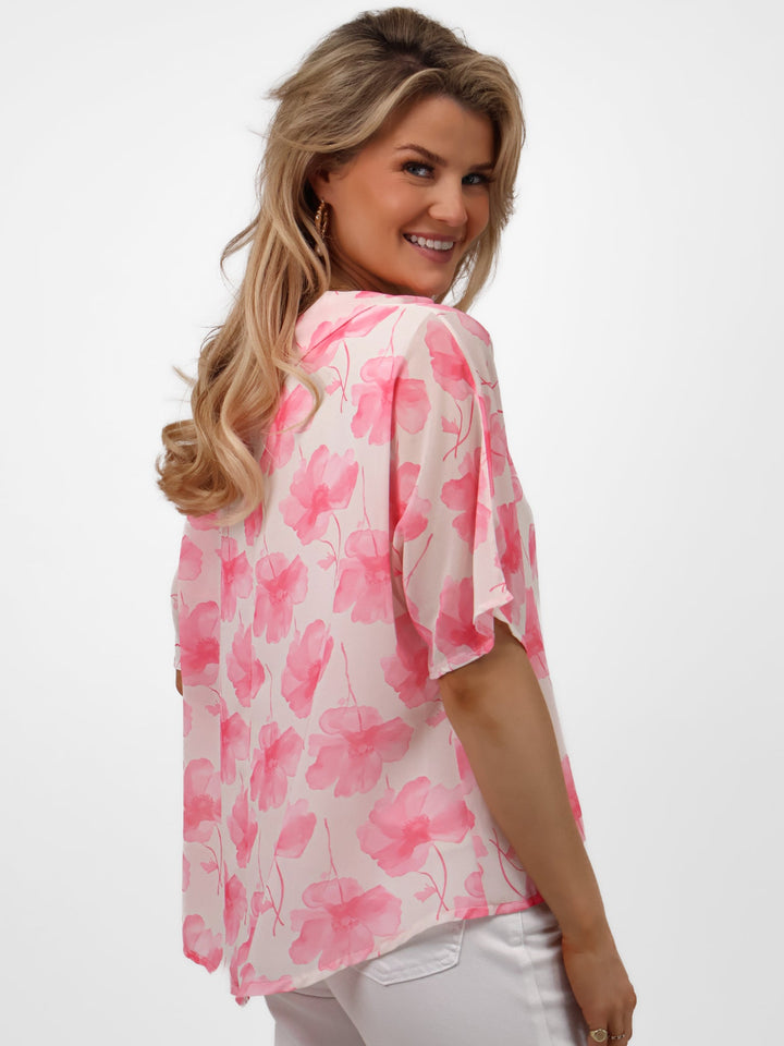 Kate & Pippa Aluna Top In Light Pink Print-Nicola Ross