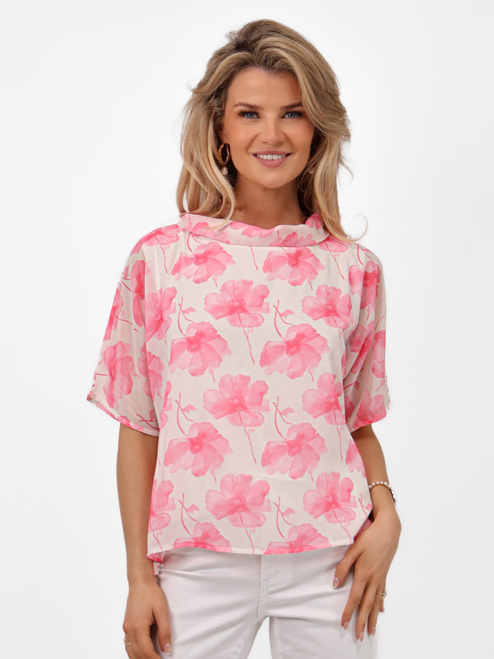 Kate & Pippa Aluna Top In Light Pink Print-Nicola Ross