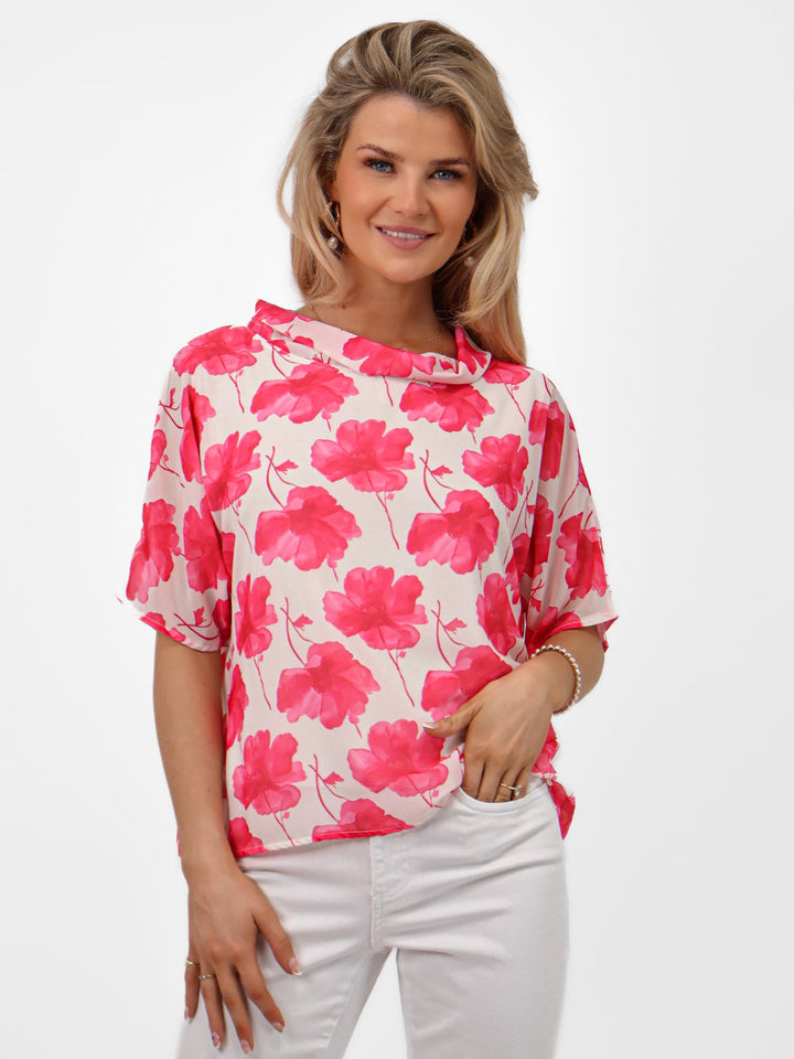 Kate & Pippa Aluna Top In Pink Print-Nicola Ross