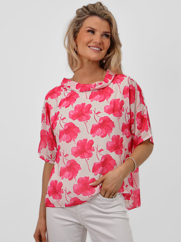 Kate & Pippa Aluna Top In Pink Print-Nicola Ross