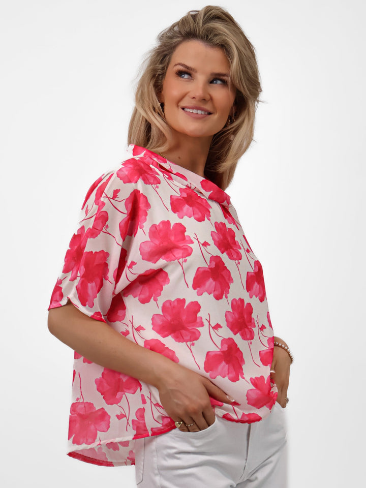 Kate & Pippa Aluna Top In Pink Print-Nicola Ross