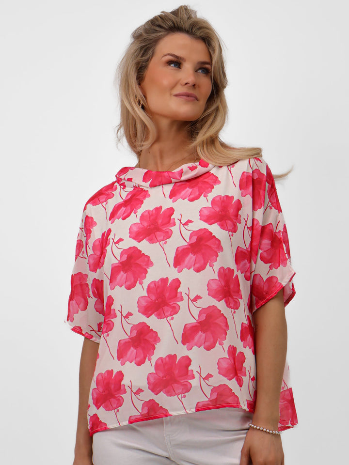 Kate & Pippa Aluna Top In Pink Print-Nicola Ross