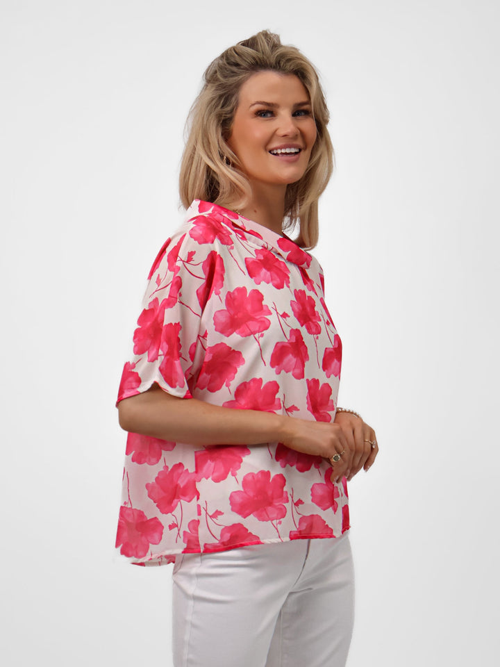 Kate & Pippa Aluna Top In Pink Print-Nicola Ross