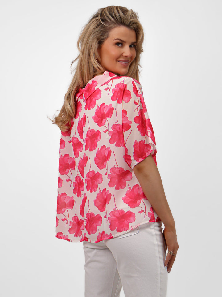 Kate & Pippa Aluna Top In Pink Print-Nicola Ross