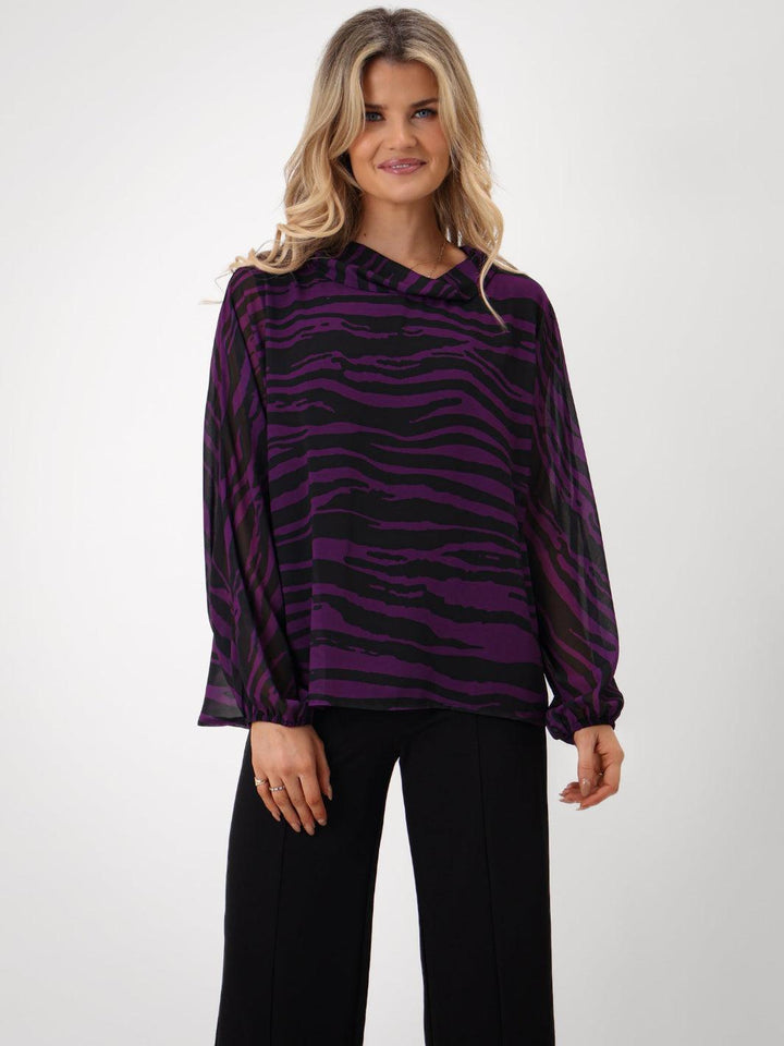 Kate & Pippa Aluna Top In Purple Print-Nicola Ross
