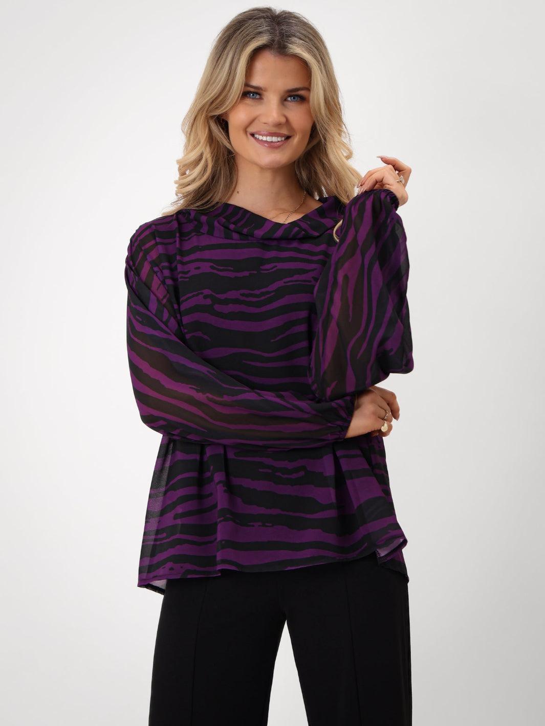 Kate & Pippa Aluna Top In Purple Print-Nicola Ross