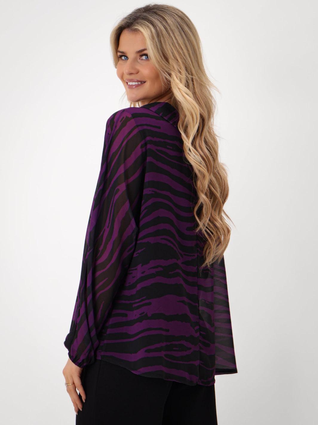 Kate & Pippa Aluna Top In Purple Print-Nicola Ross