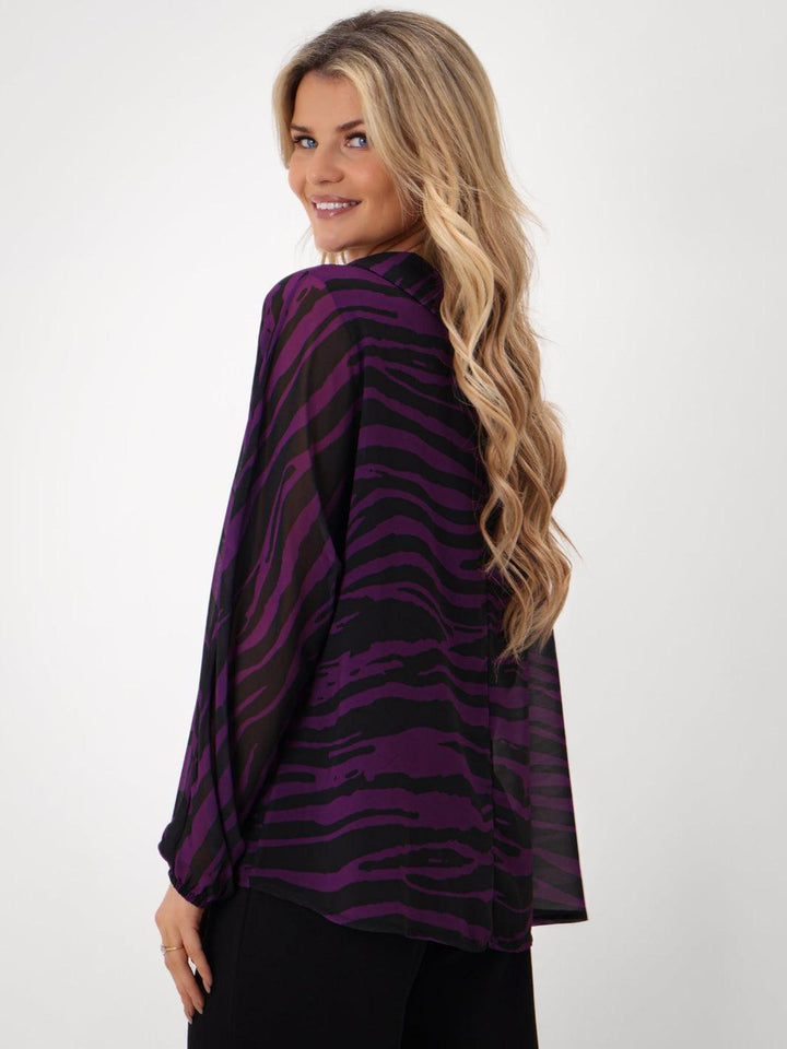 Kate & Pippa Aluna Top In Purple Print-Nicola Ross